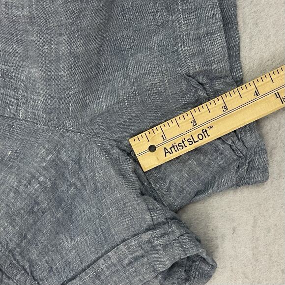 Athleta Cabo Linen Shorts Womens Size 6 Blue Elastic Waist Drawstring 4" Inseam - Picture 7 of 11